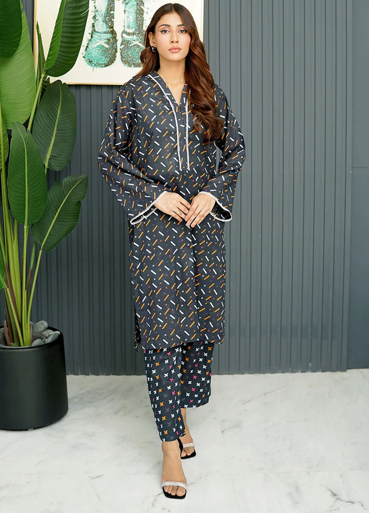 Amal Pret Printed Lawn 2 Piece Suit Black Bliss