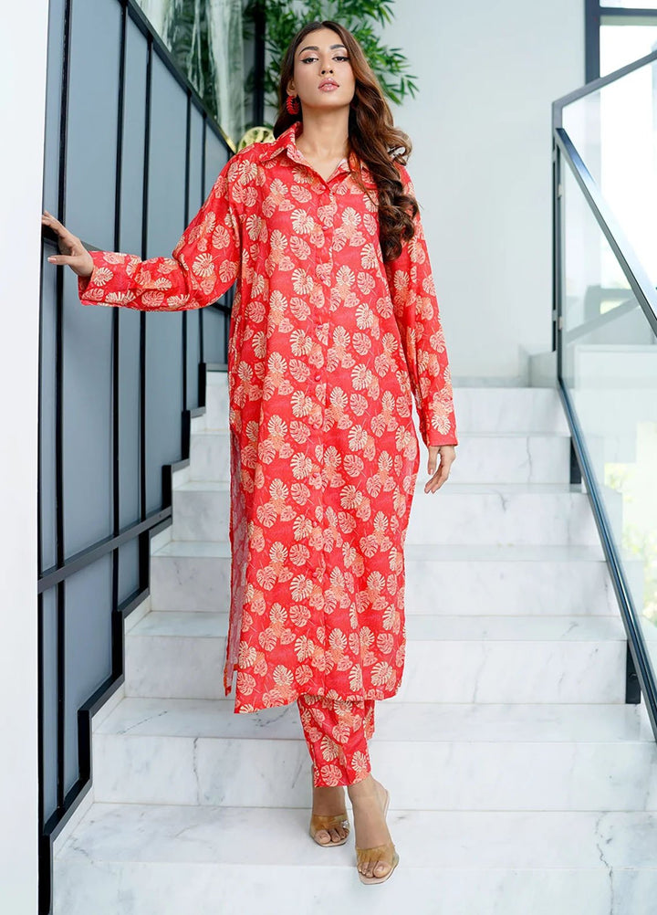 Amal Pret Printed Lawn 2 Piece Suit Coral Charm