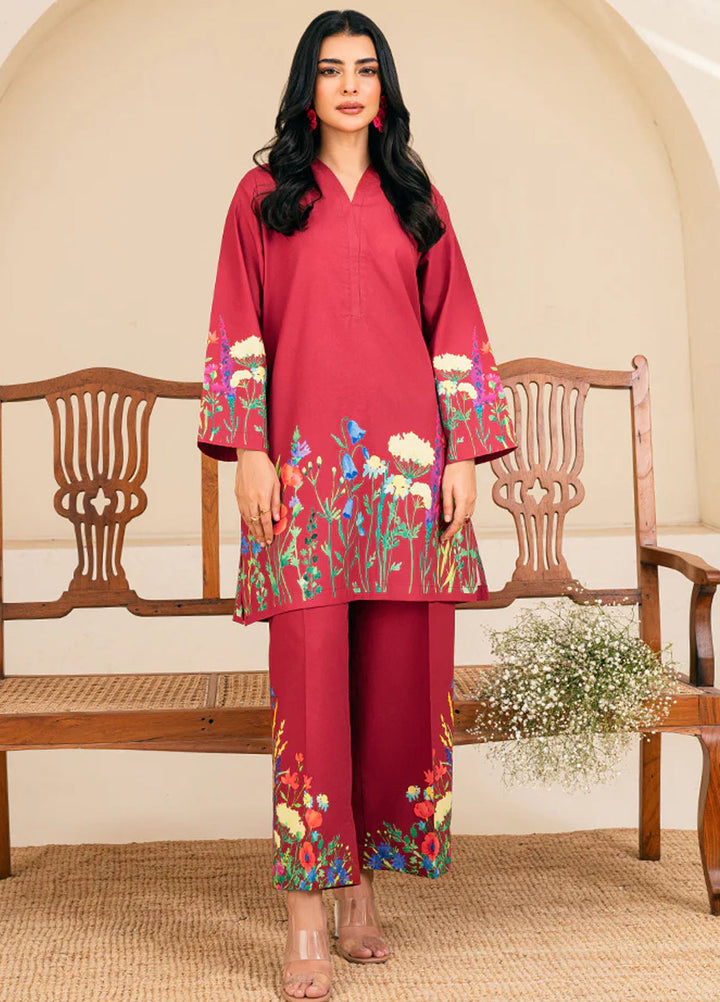 Amal Pret Printed Lawn 2 Piece Suit Ruby
