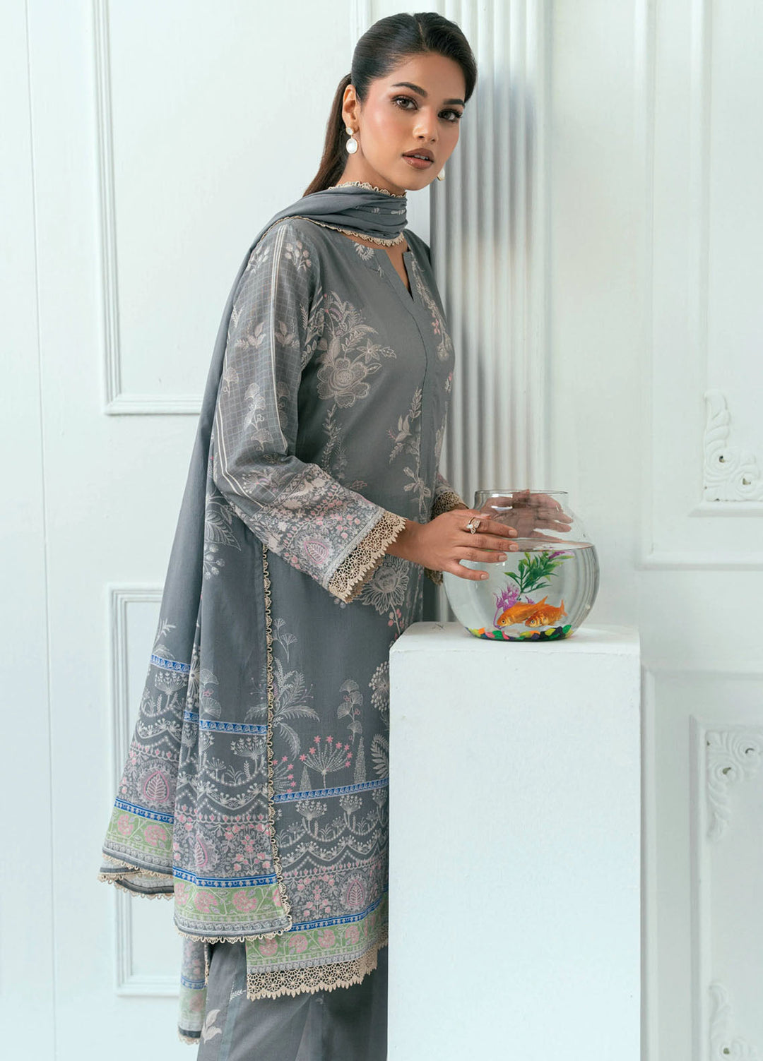 Amal Printed Lawn Suits Unstitched 3 Piece AL25AUS D-11 - Summer Collection