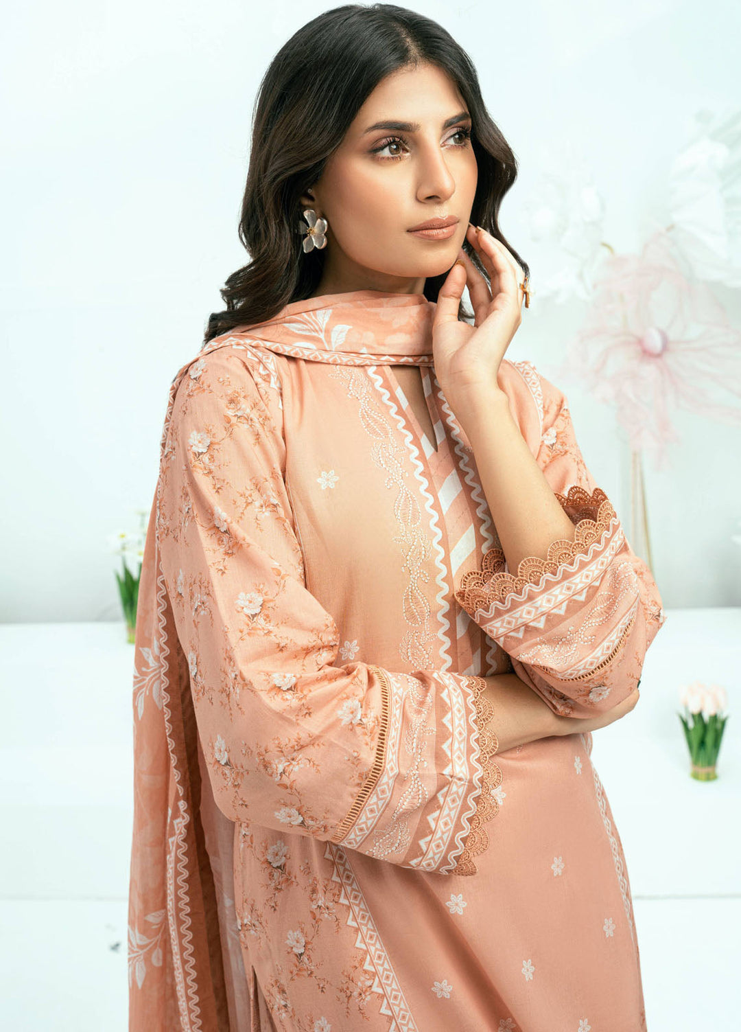 Amal Printed Lawn Suits Unstitched 3 Piece AL25AUS D-12 - Summer Collection