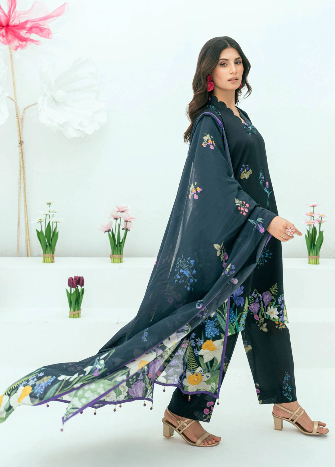 Amal Printed Lawn Suits Unstitched 3 Piece AL25AUS D-13 - Summer Collection