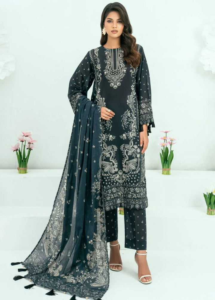 Amal Printed Lawn Suits Unstitched 3 Piece AL25AUS D-18 - Summer Collection