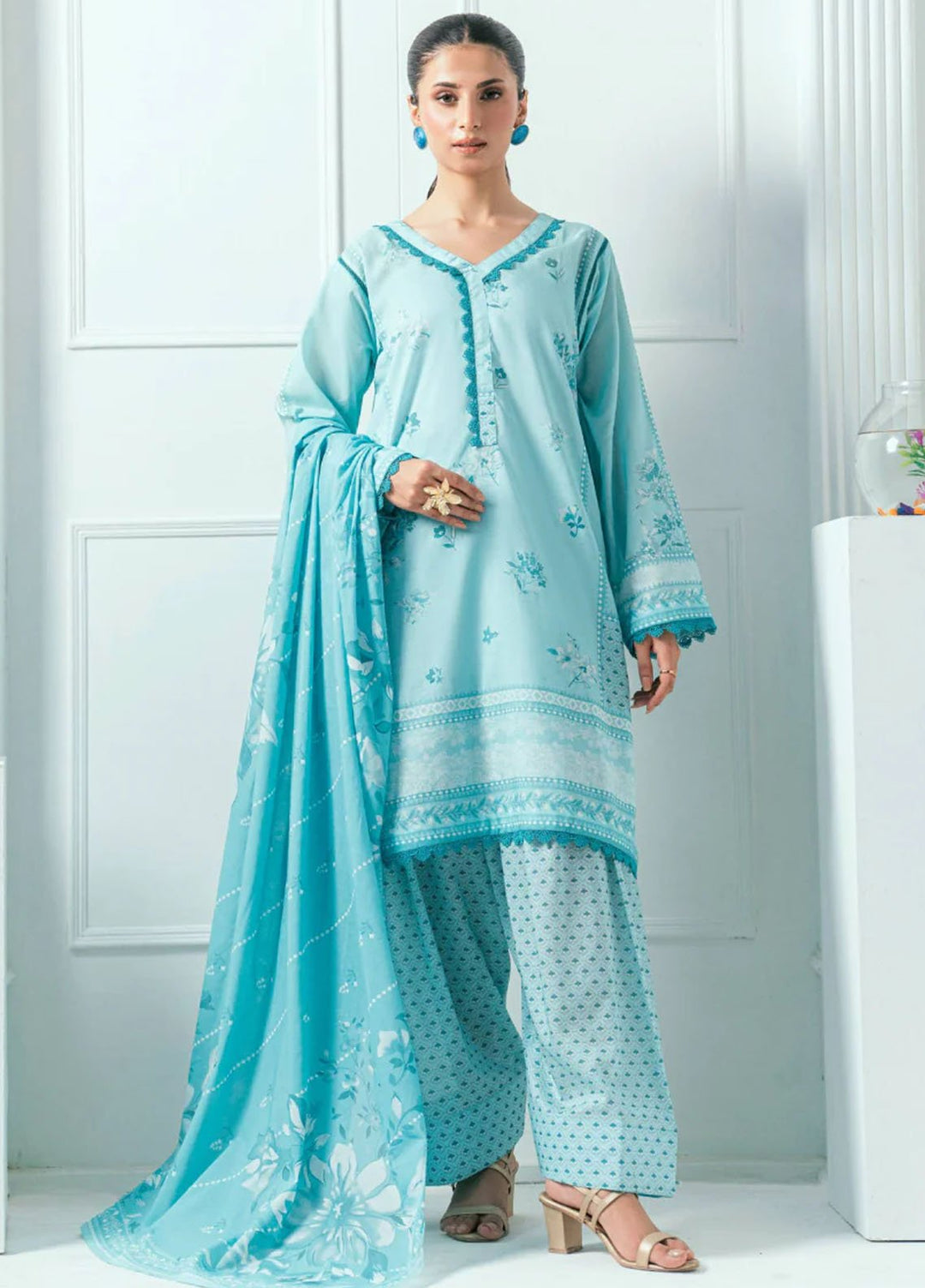 Amal Printed Lawn Suits Unstitched 3 Piece AL25AUS D-2 - Summer Collection