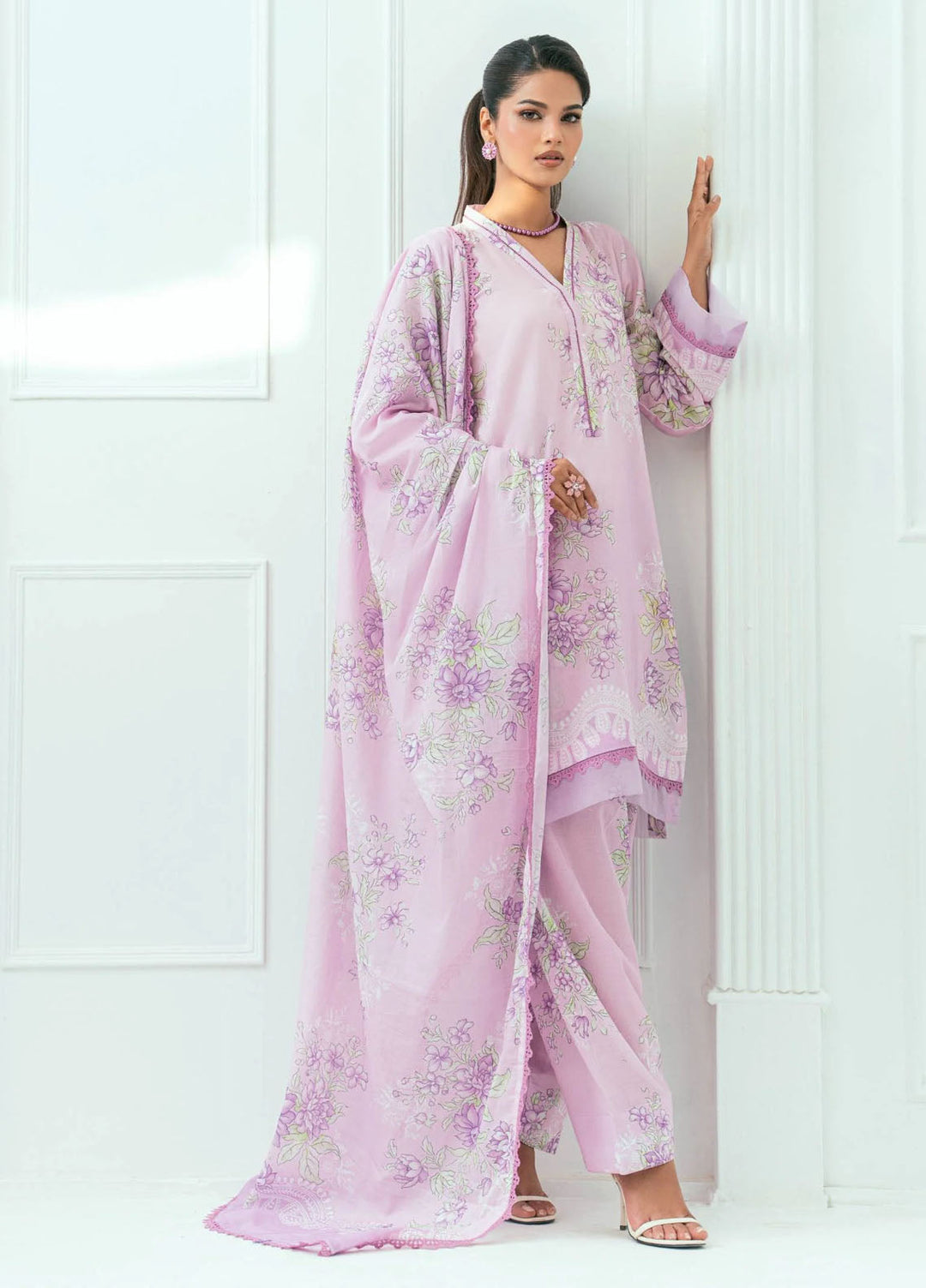 Amal Printed Lawn Suits Unstitched 3 Piece AL25AUS D-4 - Summer Collection
