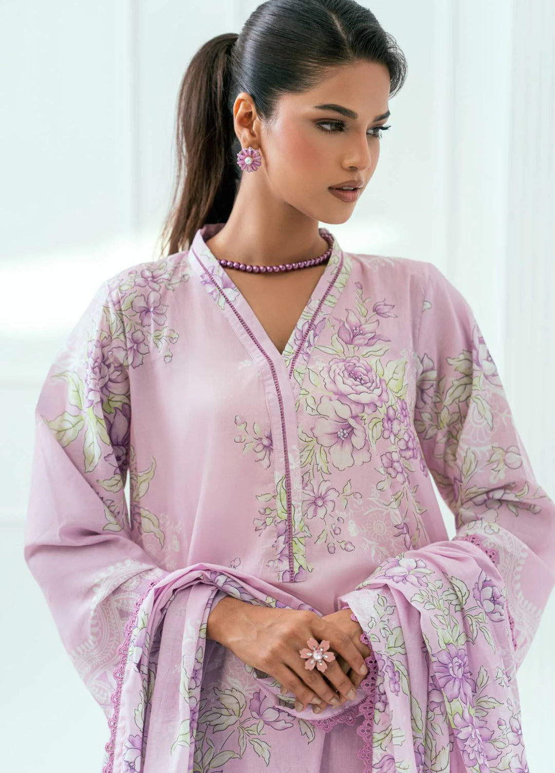 Amal Printed Lawn Suits Unstitched 3 Piece AL25AUS D-4 - Summer Collection