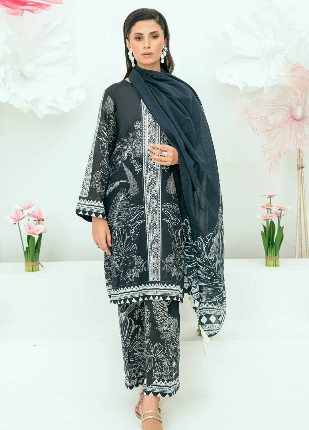 Amal Printed Lawn Suits Unstitched 3 Piece AL25AUS D-5 - Summer Collection