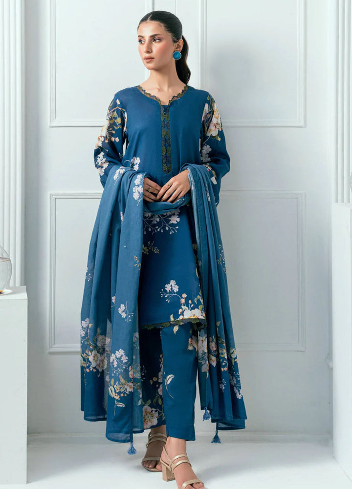 Amal Printed Lawn Suits Unstitched 3 Piece AL25AUS D-7 - Summer Collection