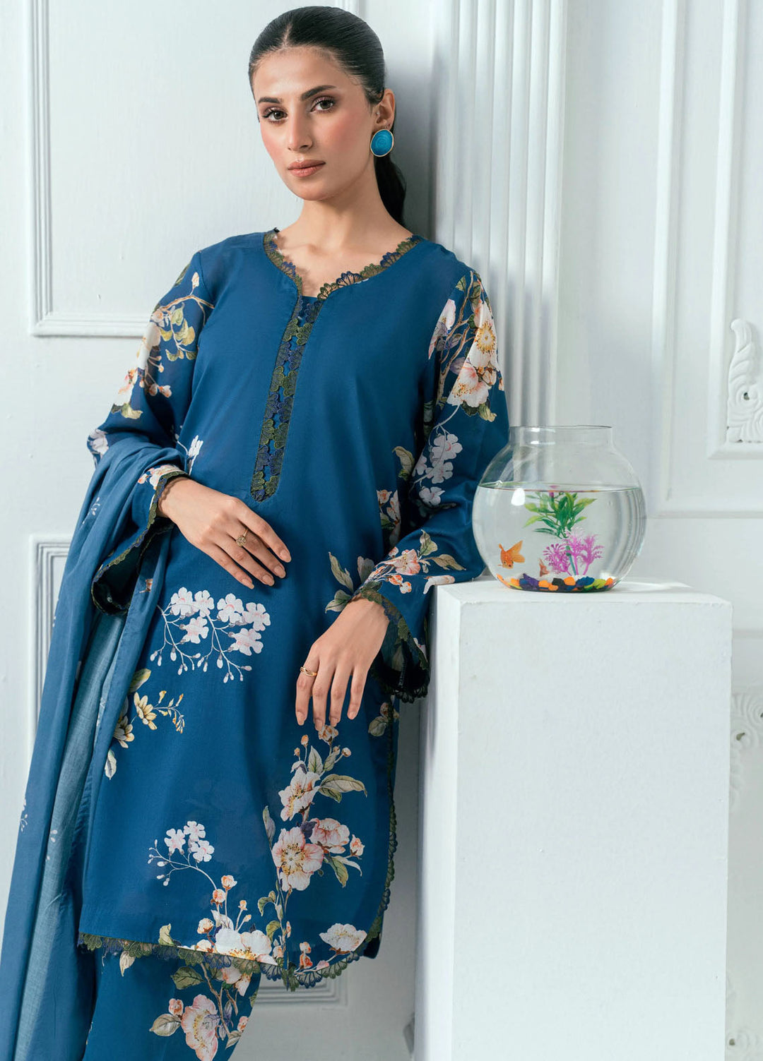 Amal Printed Lawn Suits Unstitched 3 Piece AL25AUS D-7 - Summer Collection