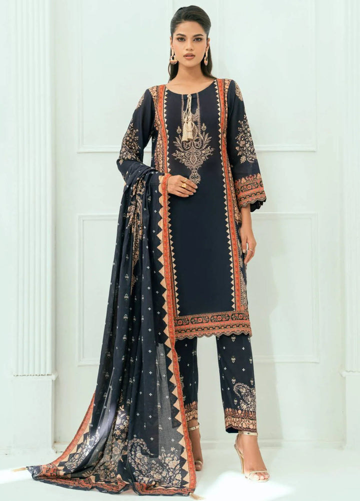 Amal Printed Lawn Suits Unstitched 3 Piece AL25AUS D-8 - Summer Collection