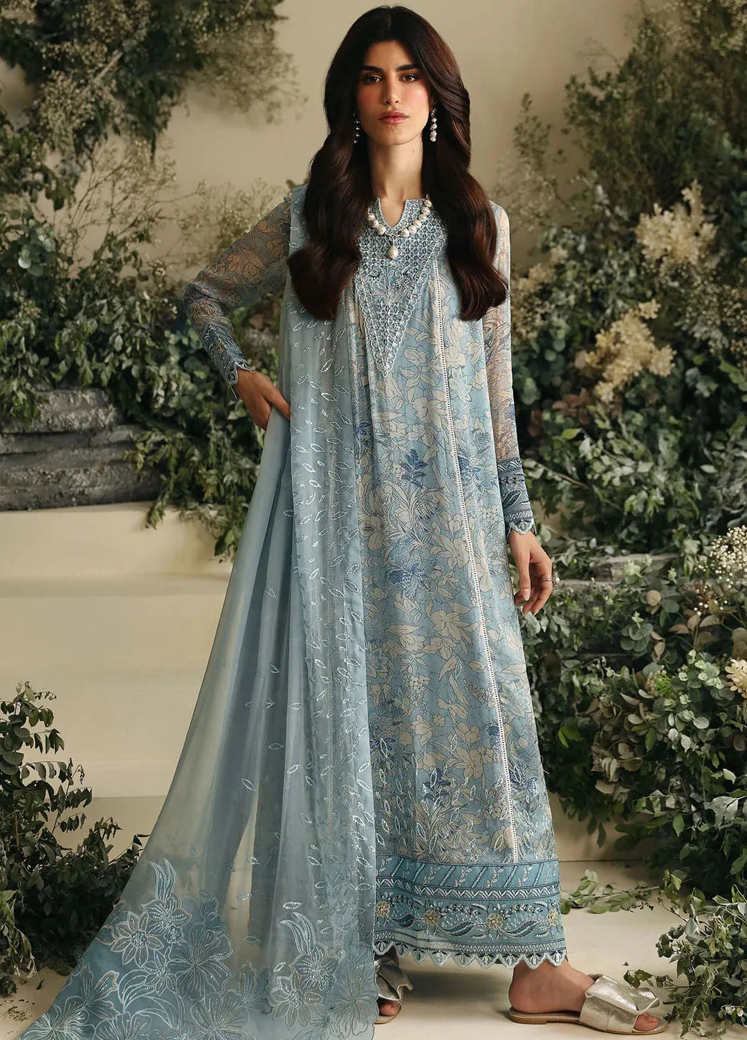 Amaya By Nureh Embroidered Chiffon Suit Unstitched 4 Piece NU24A AM-01 - Formals Collection