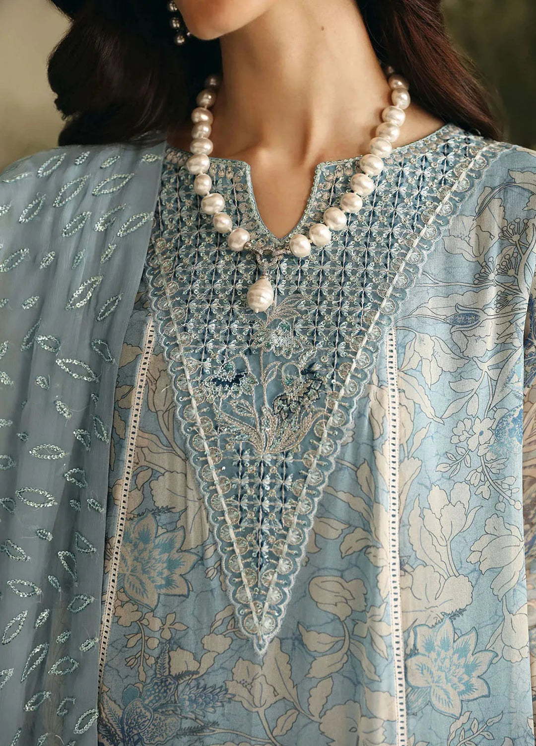 Amaya By Nureh Embroidered Chiffon Suit Unstitched 4 Piece NU24A AM-01 - Formals Collection