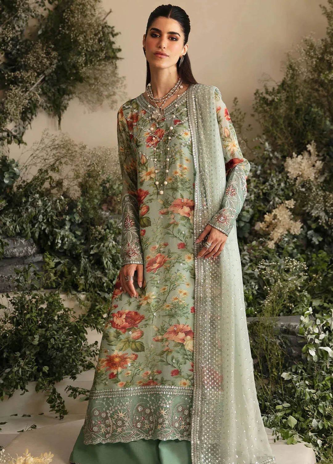 Amaya By Nureh Embroidered Chiffon Suit Unstitched 4 Piece NU24A AM-02 - Formals Collection