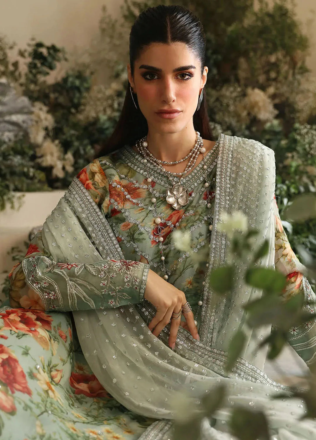 Amaya By Nureh Embroidered Chiffon Suit Unstitched 4 Piece NU24A AM-02 - Formals Collection