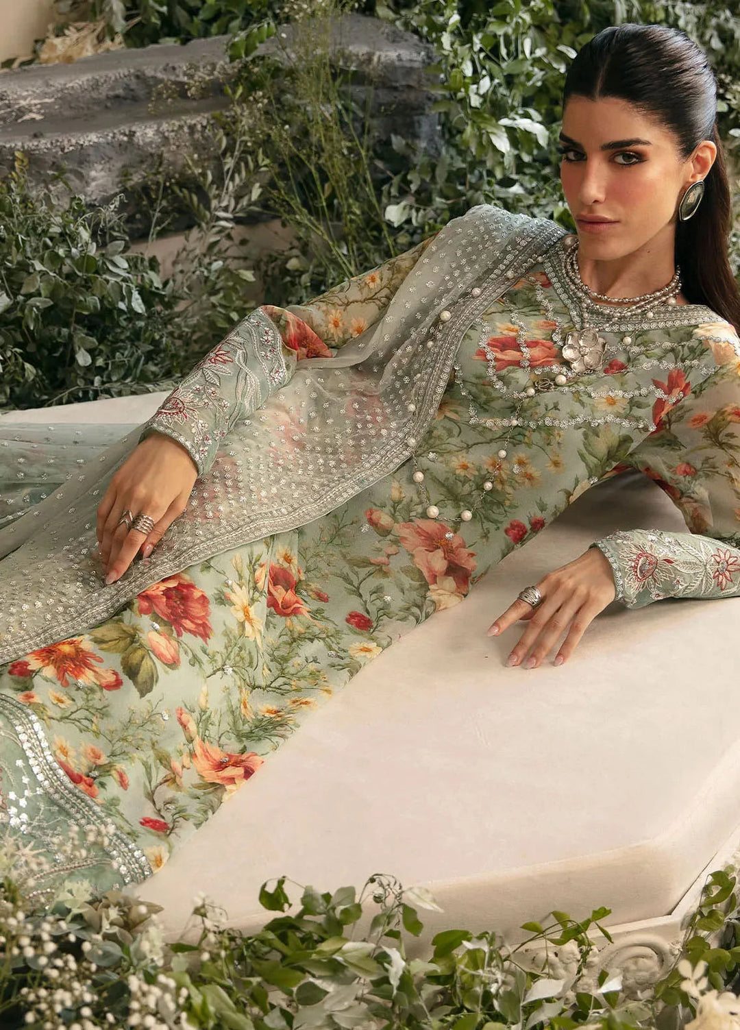 Amaya By Nureh Embroidered Chiffon Suit Unstitched 4 Piece NU24A AM-02 - Formals Collection