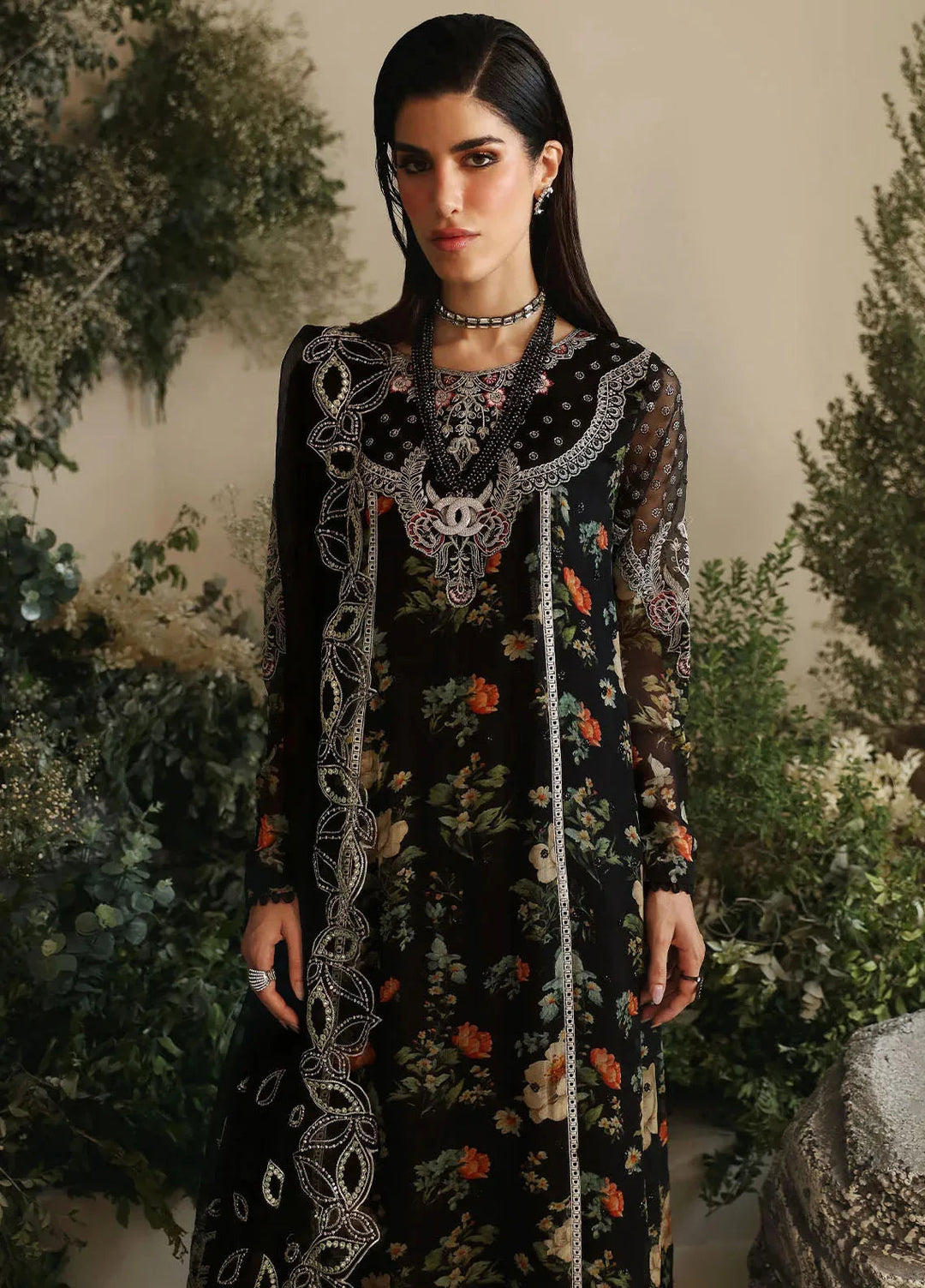 Amaya By Nureh Embroidered Chiffon Suit Unstitched 4 Piece NU24A AM-04 - Formals Collection