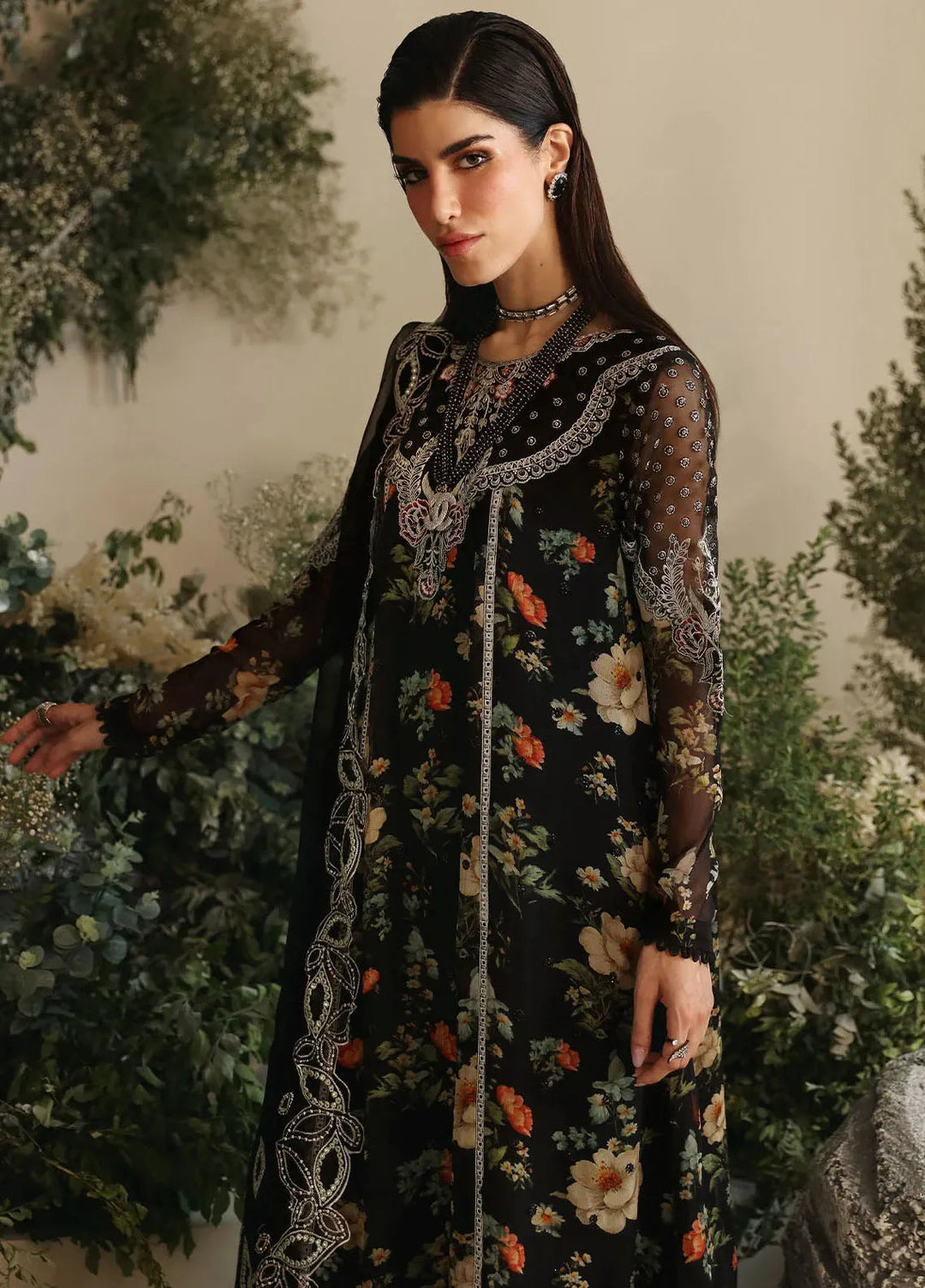 Amaya By Nureh Embroidered Chiffon Suit Unstitched 4 Piece NU24A AM-04 - Formals Collection