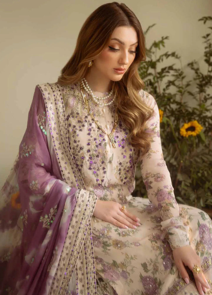 Amaya by Nureh Embroidered Chiffon Suit Unstitched 4 Piece NU25AL AM-07 - Luxury Collection