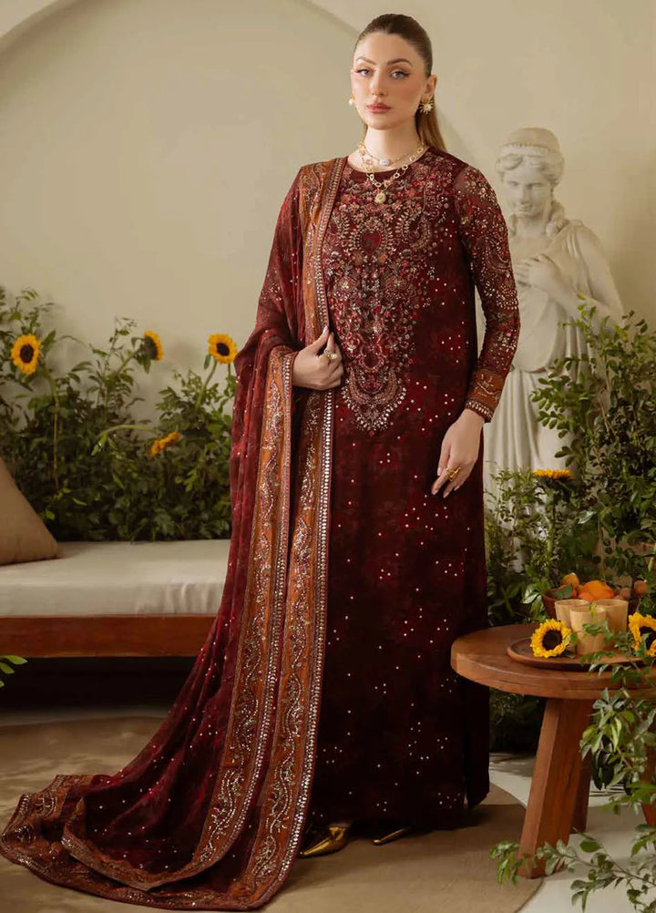 Amaya by Nureh Embroidered Chiffon Suit Unstitched 4 Piece NU25AL AM-09 - Luxury Collection