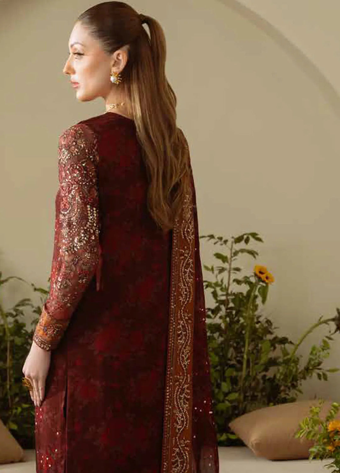 Amaya by Nureh Embroidered Chiffon Suit Unstitched 4 Piece NU25AL AM-09 - Luxury Collection