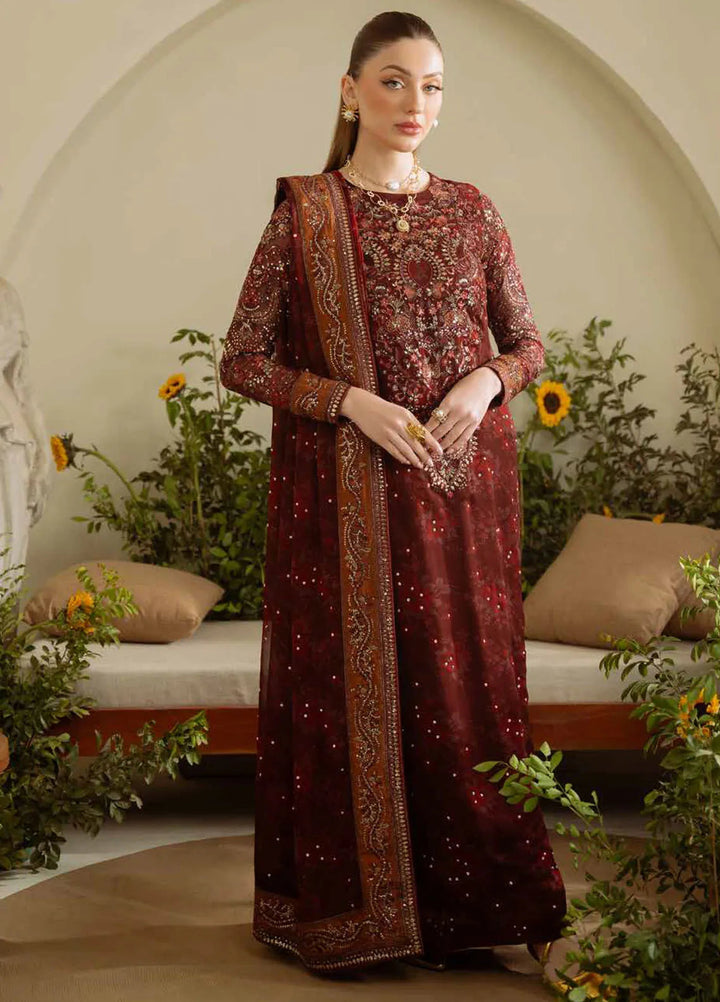 Amaya by Nureh Embroidered Chiffon Suit Unstitched 4 Piece NU25AL AM-09 - Luxury Collection