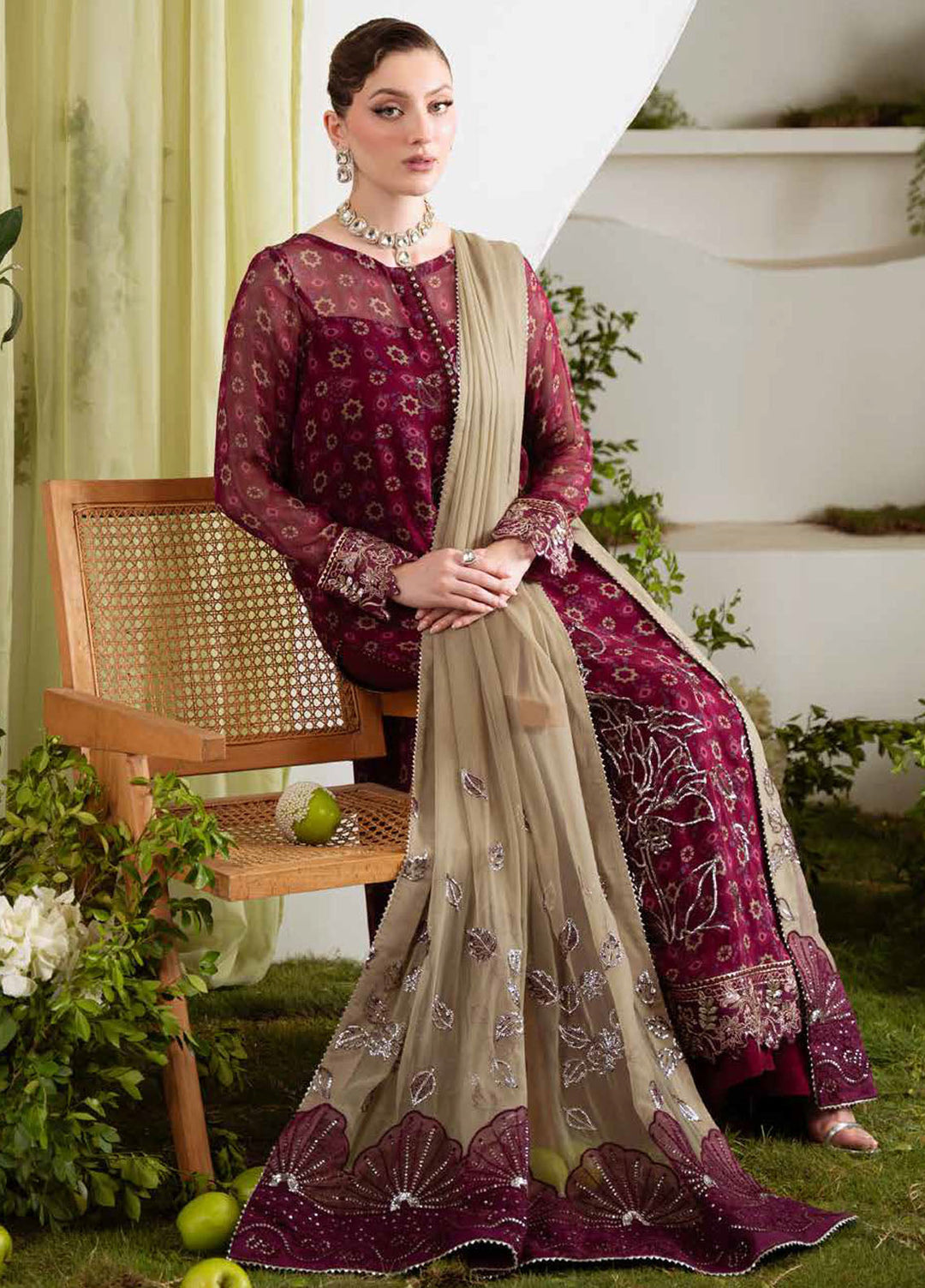 Amaya by Nureh Embroidered Chiffon Suits Unstitched 3 Piece NU25CL AM-20 - Luxury Collection
