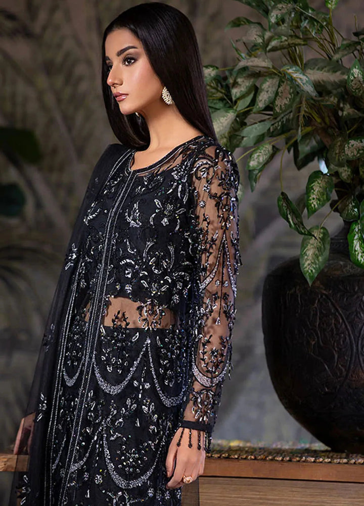 Amber Imran Pret Embroidered Net 4 Piece Suit Midnight
