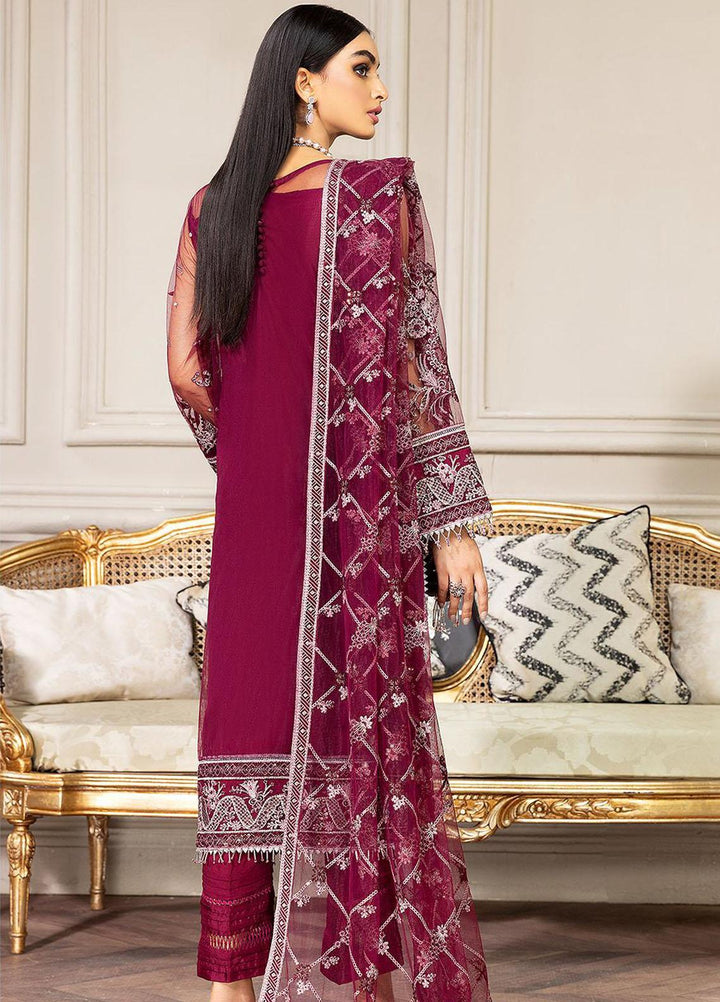 Amiraa by Farasha Embroidered Net Suits Unstitched 3 Piece FSH22AM 3-Aster - Luxury Collection