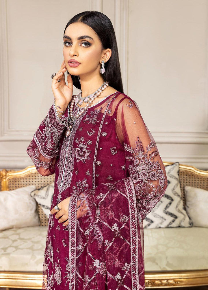 Amiraa by Farasha Embroidered Net Suits Unstitched 3 Piece FSH22AM 3-Aster - Luxury Collection