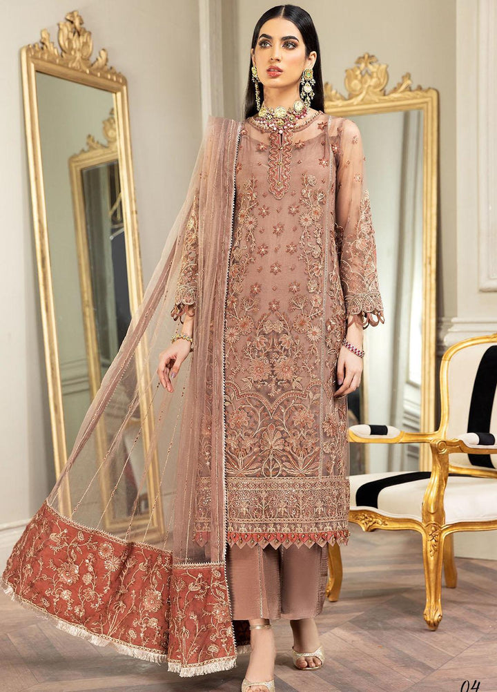 Amiraa by Farasha Embroidered Net Suits Unstitched 3 Piece FSH22AM 4-Victoria - Luxury Collection