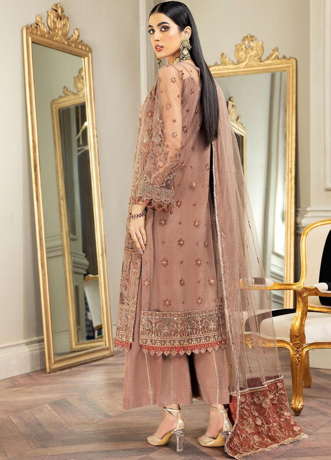 Amiraa by Farasha Embroidered Net Suits Unstitched 3 Piece FSH22AM 4-Victoria - Luxury Collection