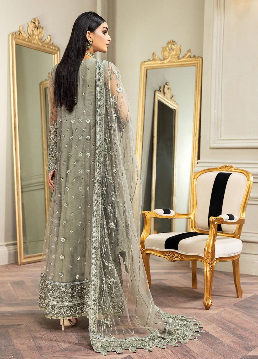 Amiraa by Farasha Embroidered Net Suits Unstitched 3 Piece FSH22AM 5-Irene - Luxury Collection