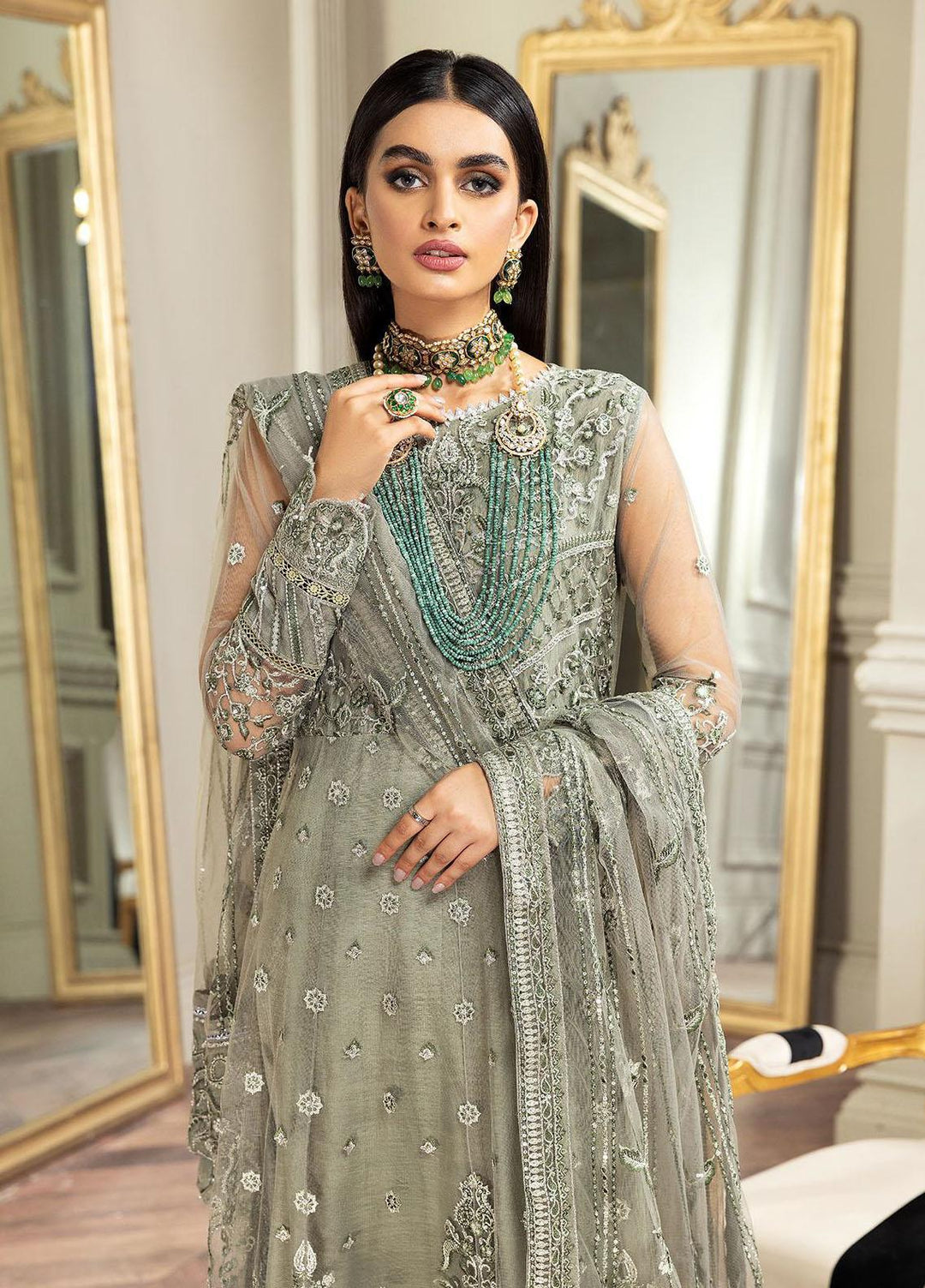 Amiraa by Farasha Embroidered Net Suits Unstitched 3 Piece FSH22AM 5-Irene - Luxury Collection