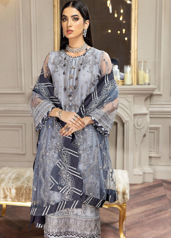 Amiraa by Farasha Embroidered Net Suits Unstitched 3 Piece FSH22AM 6-Lucia - Luxury Collection