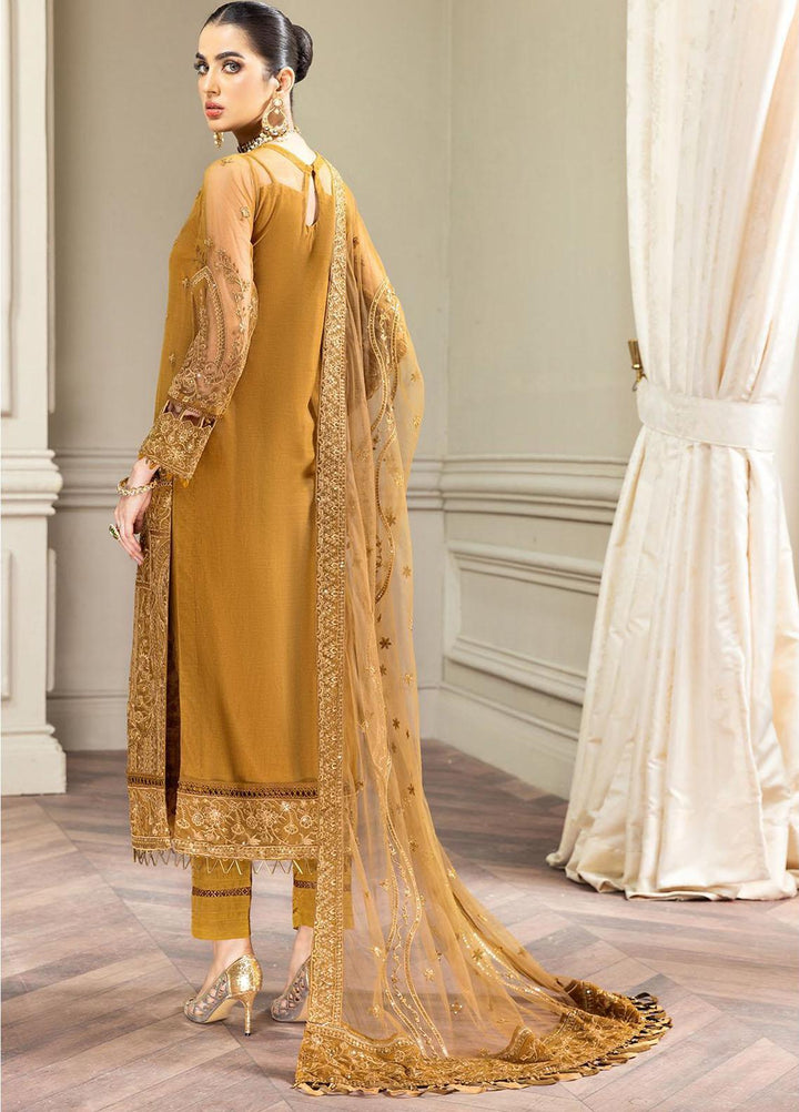 Amiraa by Farasha Embroidered Net Suits Unstitched 3 Piece FSH22AM 8-Amber - Luxury Collection
