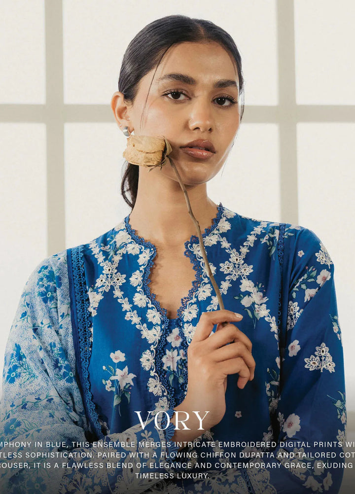 Amore by Ayzel Embroidered Lawn Suit Unstitched 3 Piece AAF25AS D-03 Vory - Summer Collection