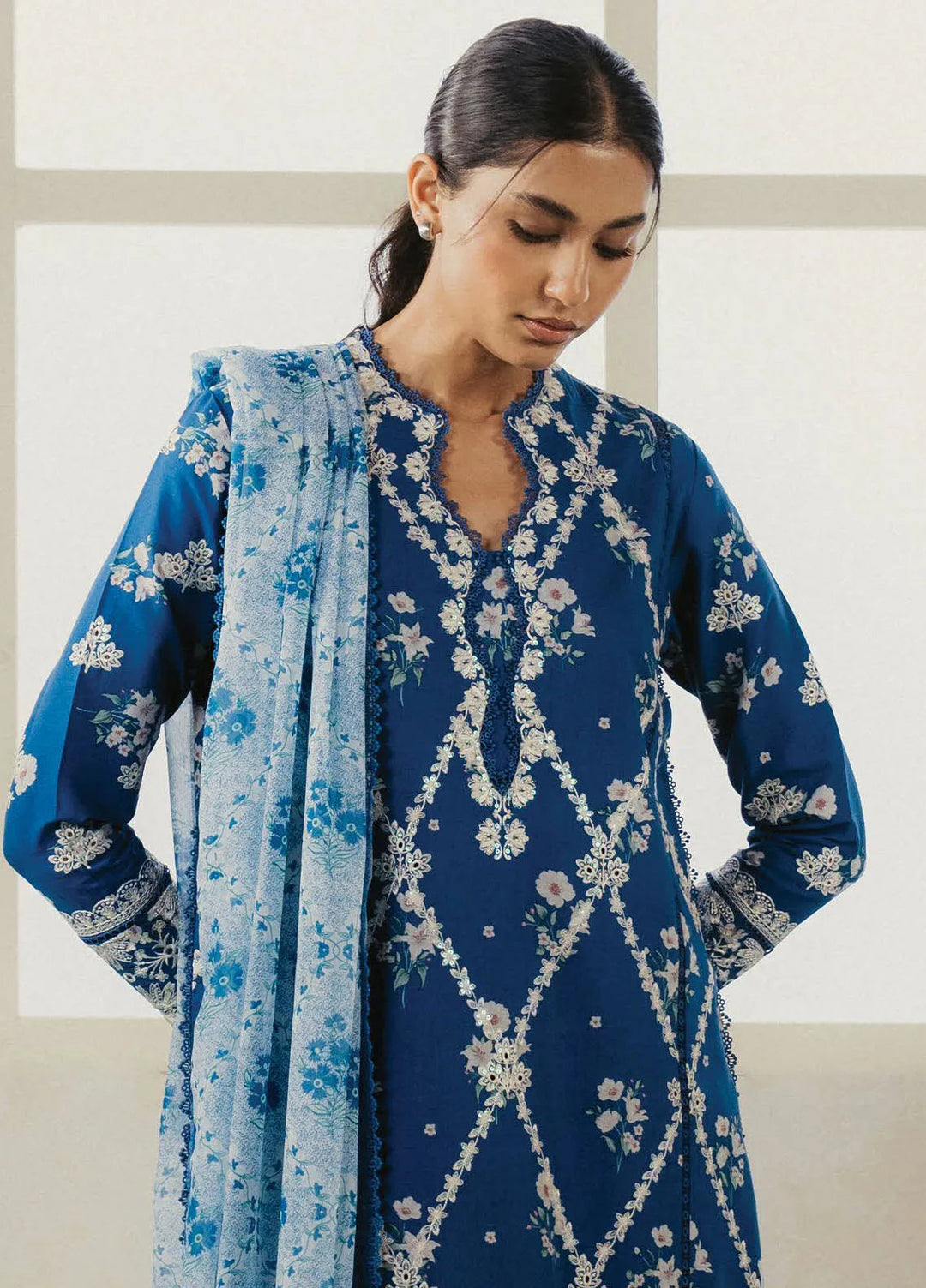 Amore by Ayzel Embroidered Lawn Suit Unstitched 3 Piece AAF25AS D-03 Vory - Summer Collection