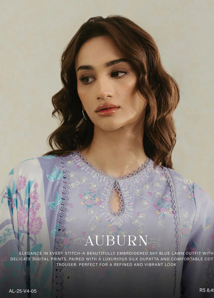Amore by Ayzel Embroidered Lawn Suit Unstitched 3 Piece AAF25AS D-05 Auburn - Summer Collection