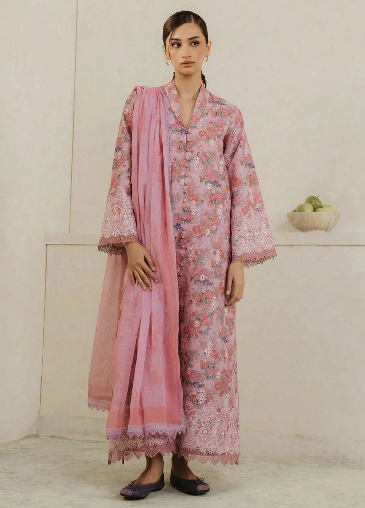 Amore by Ayzel Embroidered Lawn Suit Unstitched 3 Piece AAF25AS D-08 Rose - Summer Collection