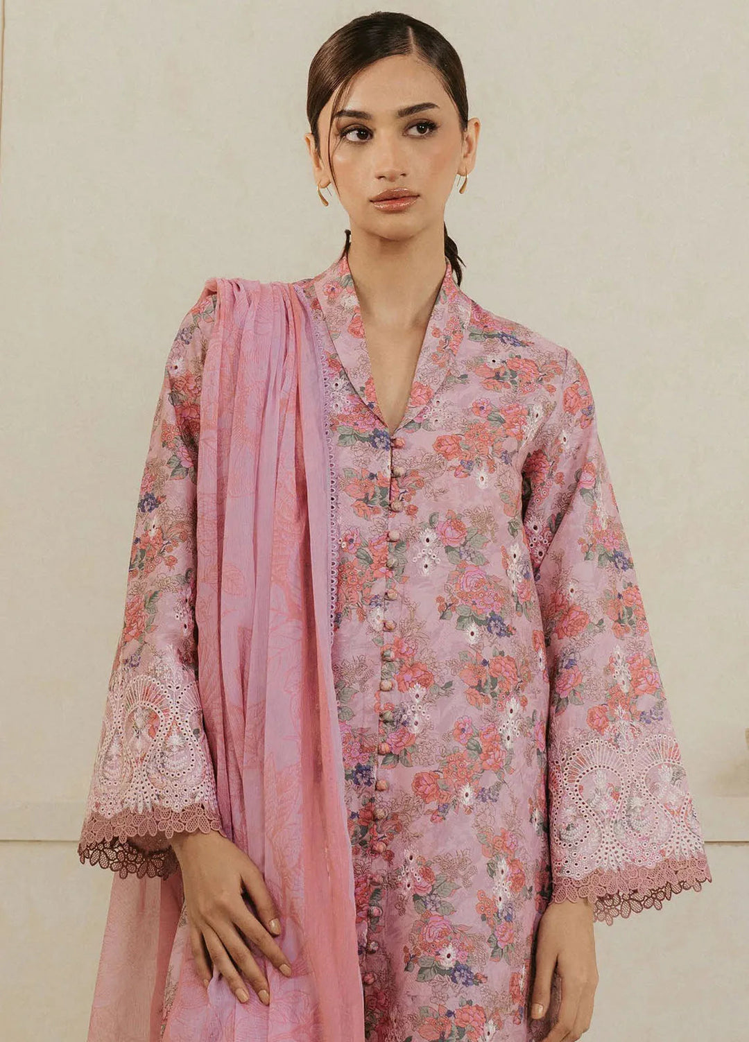 Amore by Ayzel Embroidered Lawn Suit Unstitched 3 Piece AAF25AS D-08 Rose - Summer Collection