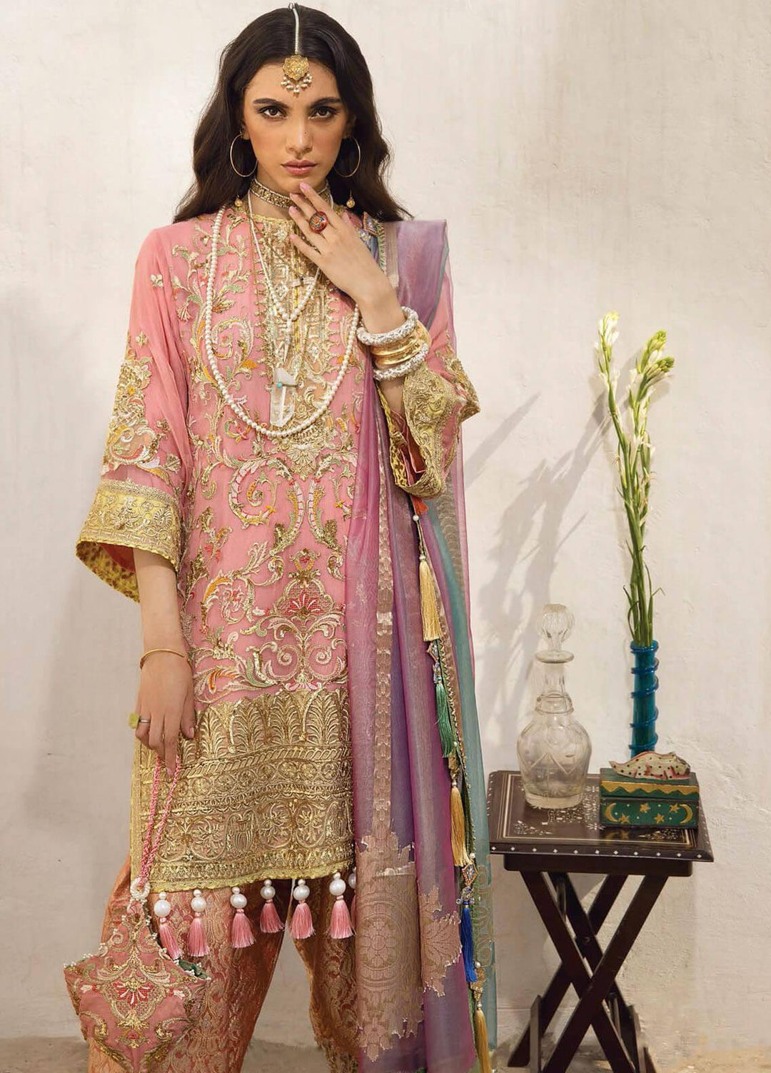 Anahita By Anaya Embroidered Chiffon Suits Unstitched 3 Piece AKC22WD AKW22-03 Deniz - Wedding Collection