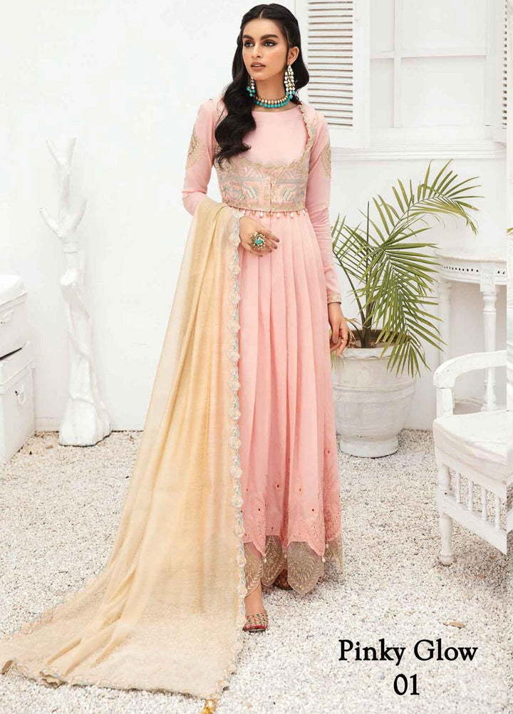 Anamta by Mahwish Ishtiaq Embroidered Lawn Suits Unstitched 3 Piece ANT21E 01 Pink Glow - Luxury Collection