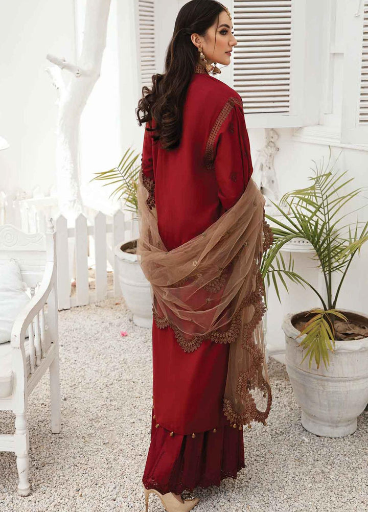 Anamta by Mahwish Ishtiaq Embroidered Lawn Suits Unstitched 3 Piece ANT21E 02 Blush Wine - Luxury Collection
