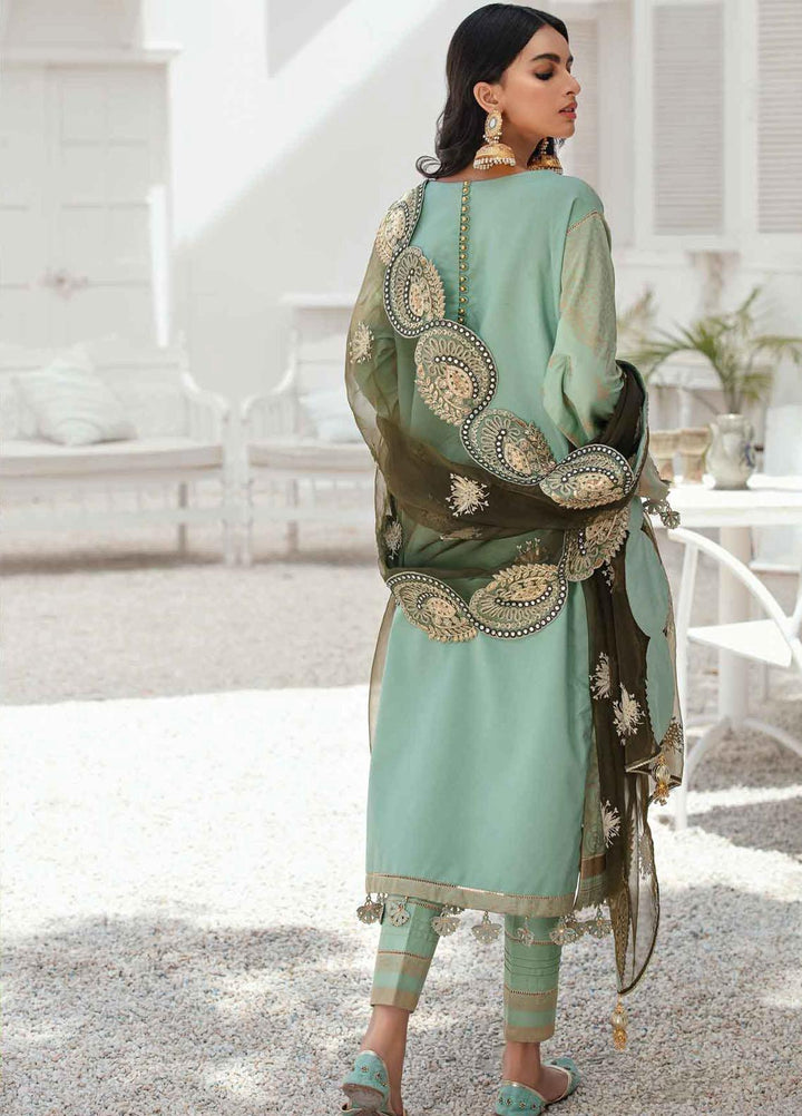 Anamta by Mahwish Ishtiaq Embroidered Lawn Suits Unstitched 3 Piece ANT21E 03 Emperor Green - Luxury Collection