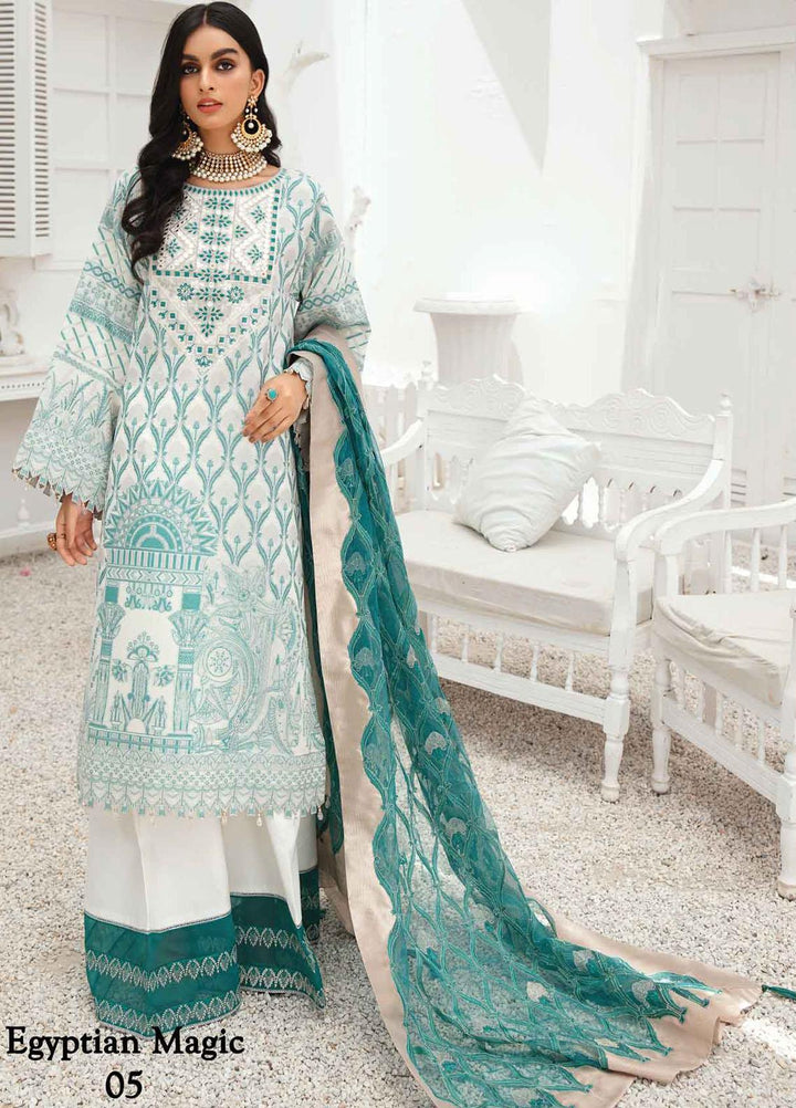 Anamta by Mahwish Ishtiaq Embroidered Lawn Suits Unstitched 3 Piece ANT21E 05 Egyptian Magic - Luxury Collection