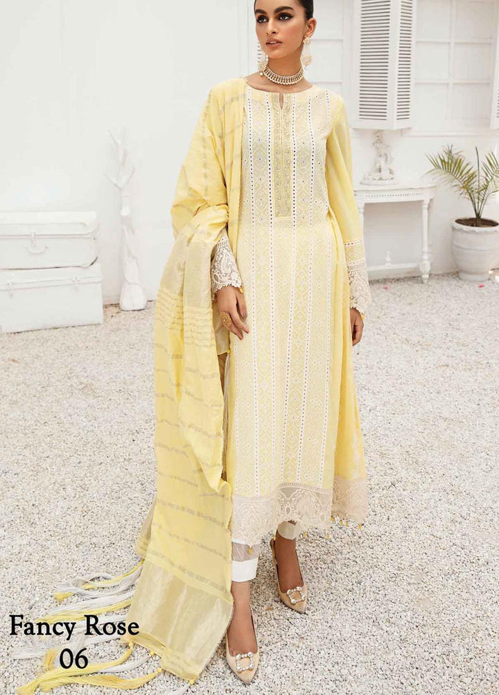 Anamta by Mahwish Ishtiaq Embroidered Lawn Suits Unstitched 3 Piece ANT21E 06 Fancy Rose - Luxury Collection