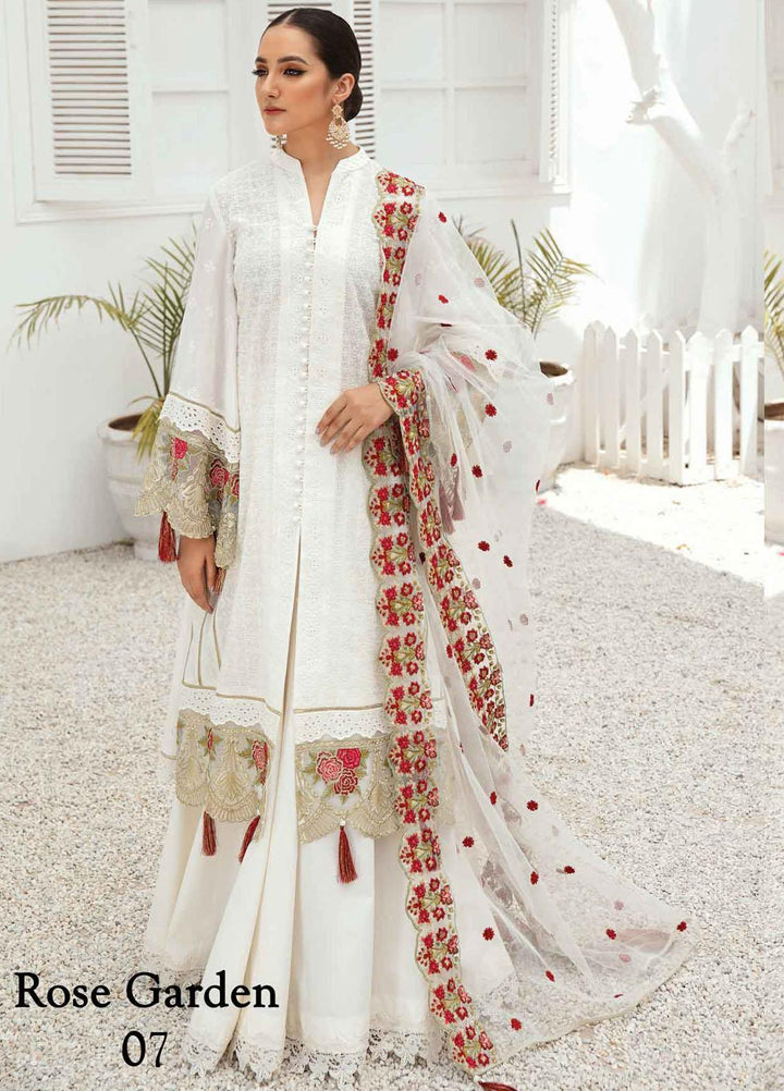 Anamta by Mahwish Ishtiaq Embroidered Lawn Suits Unstitched 3 Piece ANT21E 07 Rose Garden - Luxury Collection