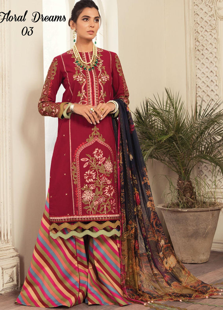 Anamta by Mahwish Ishtiaq Embroidered Lawn Suits Unstitched 3 Piece ANT21L 03-Floral Dreams - Luxury Collection