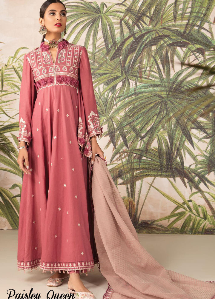 Anamta by Mahwish Ishtiaq Embroidered Lawn Suits Unstitched 3 Piece ANT21L 10-Paisley Queen - Luxury Collection