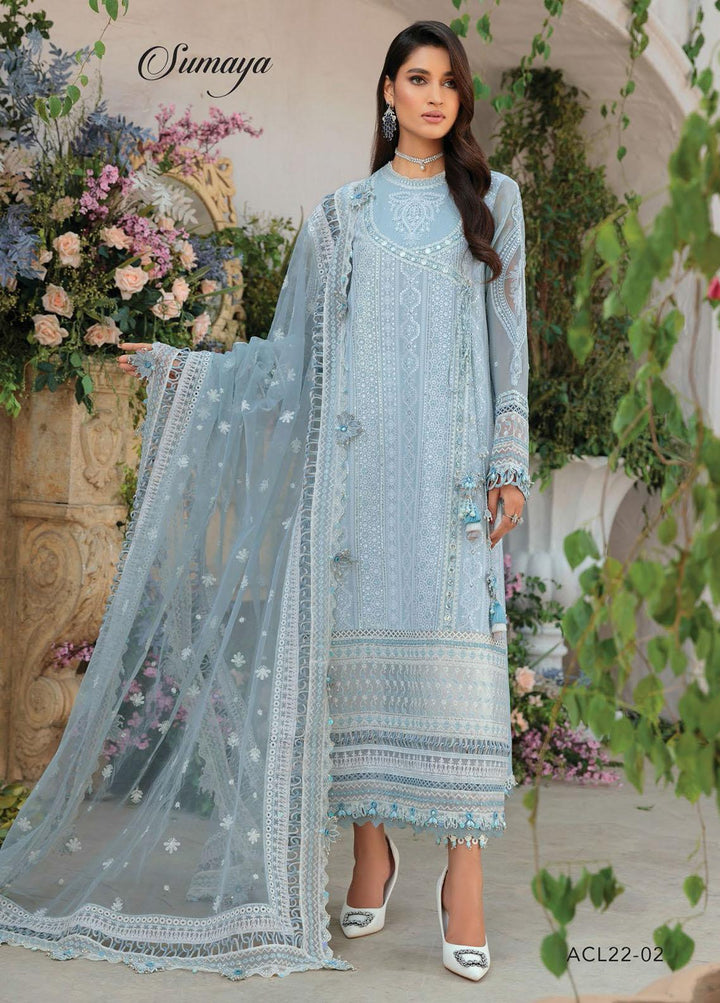 Anaya By Kiran Chaudhry Embroidered Lawn Suits Unstitched 3 Piece AKC22CK ACL22-02-Sumaya - Luxury Collection